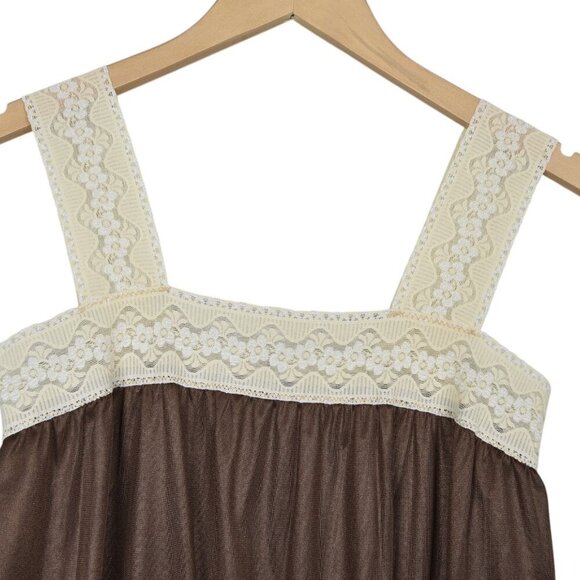 Vintage 1970's Ma Cherie Lingerie Jumpsuit Brown Lace 70's One Size - Picture 3 of 10